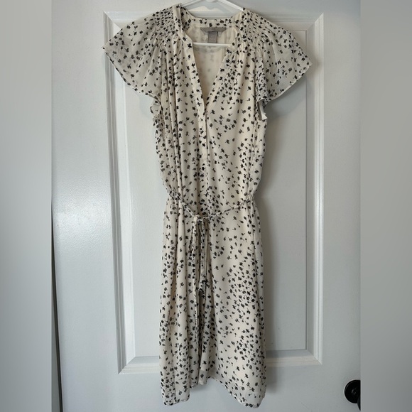 H&M Black and White Wrap Chiffon Sundress with Tie Front and Button Closure - Picture 1 of 5